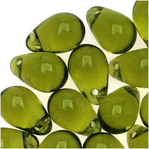 Jablonex Czech Glass Beads 9mm Teardrops Olivine Green (50