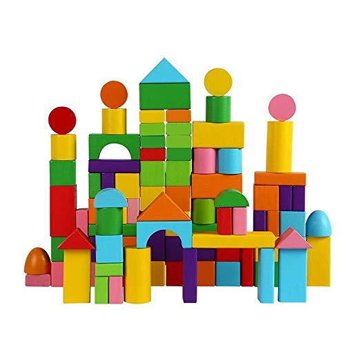 Wooden Building Blocks Toys with Round Square Creative Pre-School Learning Educational Toy for Boys and Girls Toddler Toys for 3 plus Year Old  40pcs