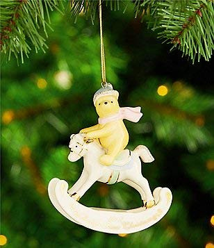 Lenox Walt Disney 2018 Baby Birth Winnie The Pooh on rocking horse Baby s 1st Christmas Ornament New in box