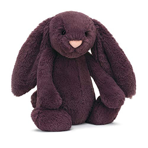 Jellycat Bashful Plum Bunny Stuffed Animal  Medium
