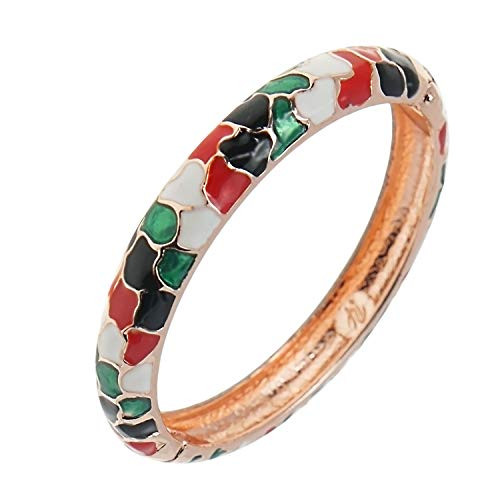 UJOY Vintage Bracelet Colorful Cloisonne Women Girls Hinged Bangles Enameled Bracelets Jewelry Gifts 55A44 Blocks Multi