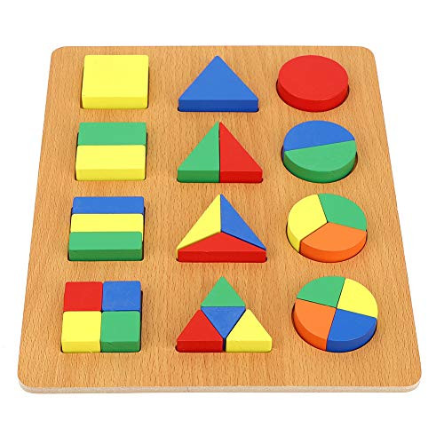 Yinuoday Wooden Geometric Toys  Educational Geometric Stacking Blocks for Kids  Preschool Learning Geometric Sorting Board Blocks Shape Color Recognition Puzzle Toys for Toddler Boys and Girls