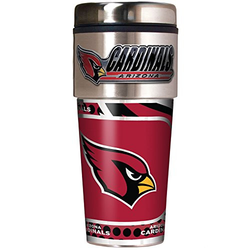 NFL Arizona Cardinals Metallic Travel Tumbler Stainless Steel and Black Vinyl 16-Ounce NFL Arizona Cardinals Metallic Travel Tumbler Stainless Steel and Black Vinyl 16-Ounce
