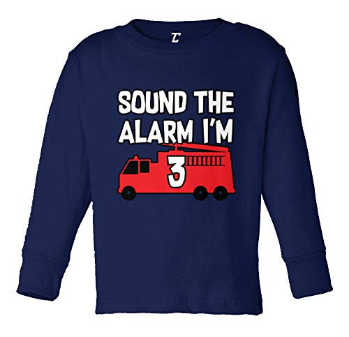 Tcombo Sound The Alarm I m 3 - Firefighter Long Sleeve Toddler Cotton Jersey Shirt  Navy Blue - Long Sleeve  3T Tcombo Sound The Alarm I m 3 - Firefighter Long Sleeve Toddler Cotton Jersey Shirt  Navy Blue - Long Sleeve  3T