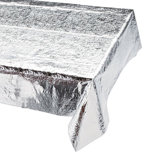 Creative Converting Metallic Silver Metallic Tablecover 54 x 108 Solid