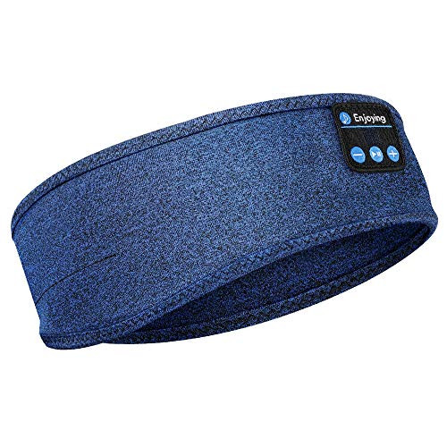 Sleep Headphones Bluetooth Headband Upgrage Soft Sleeping Wireless Music Sport Headbands  Long Time Play Sleeping Headsets with Built in Speakers Perfect for Workout  Running  Yoga  Navy Blue