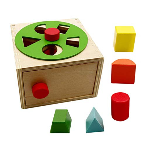TOYANDONA Baby Blocks Shape Sorter Toy My First Wooden Building Blocks Geometry Learning Matching Sorting Games Color Recognition Shape Toys