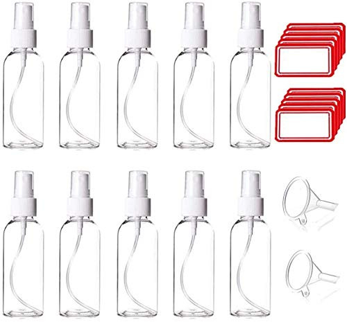 XJJ 50Pcs 100ML Spray Bottles Empty Plastic Transparent Fine Mist Travel Atomiser Spray Bottles Set Travel Size Bottle Toiletries Liquid Containers for Essential Oils Cosmetic 50 PCS  plastic spray bo