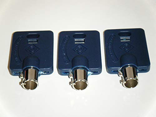 New Elevator Fire Service Keys FEO-K1 - KONE K1 Three Keys with HPC Brand with Blue Key Caps Easy Identification and Handling Chicago Brand Key Cap 2 Keys
