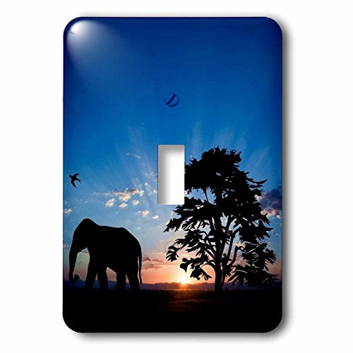 3dRose  lsp_234249_1  Single Toggle Switch Elephant with Sunset