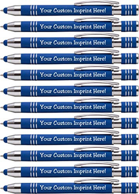 Soft-Touch Custom Pens with Stylus Personalized Metal Printed Name Pens - Black Ink - Imprinted Message of Choice - 12 pcs pack  Dark Blue Soft-Touch Custom Pens with Stylus Personalized Metal Printed Name Pens - Black Ink - Imprinted Message of Choice - 12 pcs pack  Dark Blue
