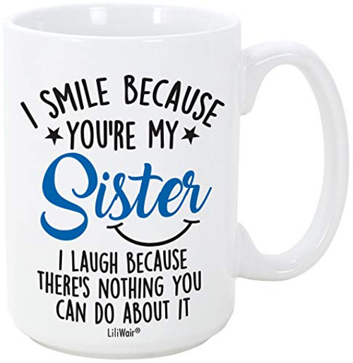 Mothers Day Gifts For Sister. Sister Gifts From Sister. Big Sisters Gift From Brother. Little Sister Birthday Gift. Funny Best Coffee Mug Cup Ideas. New Happy Funny Mugs Presents  1  15 Oz Blue