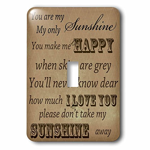 3dRose lsp_79152_1 You Are My Sunshine in Brown Word Art Vintage Song Single Toggle Switch