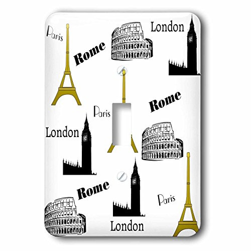 3dRose lsp_221575_1 Print of Gold Black White Travel Repeat Pattern Single Toggle Switch