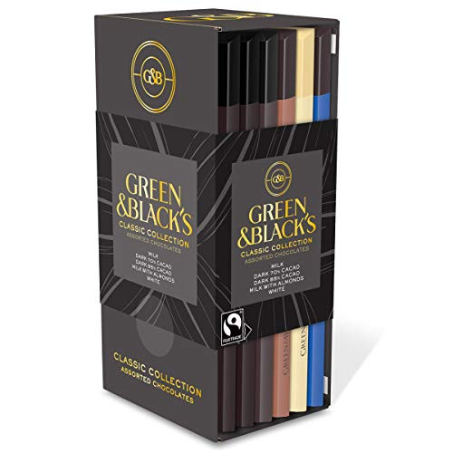Green  and  Blacks Chocolate Gift Set  85 percent Dark Chocolate  70 percent Dark Chocolate  Milk Chocolate with Almonds  and  White Chocolate  Easter Chocolate  6 - 3.17 oz Organic Chocolate Bars
