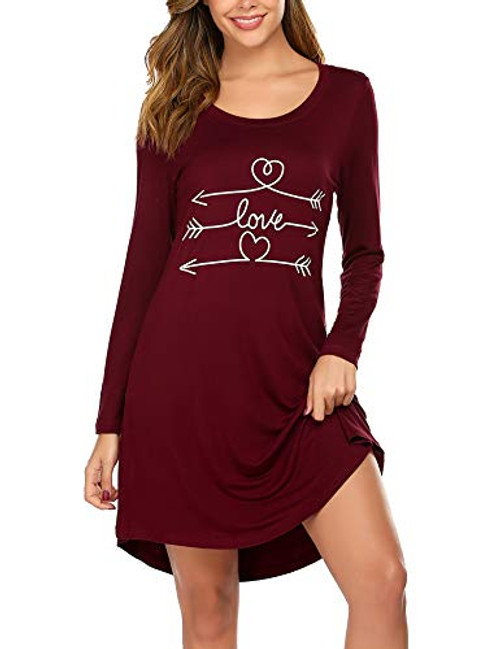 HOTOUCH Night Shirts Long Sleeve Women Cute Print Nightshirts Sleepshirts Soft Nightgowns Black Plus XXL HOTOUCH Night Shirts Long Sleeve Women Cute Print Nightshirts Sleepshirts Soft Nightgowns Black Plus XXL