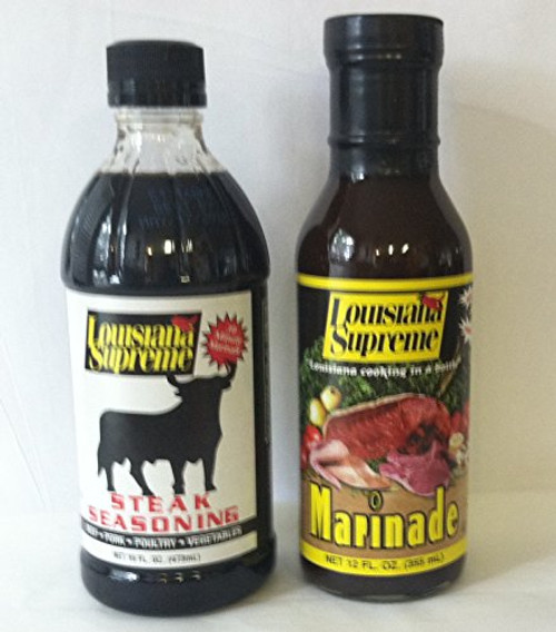 Louisiana Supreme Steak Marinade  Chicken Pork and Steak Marinade 1-16oz and 1-12oz