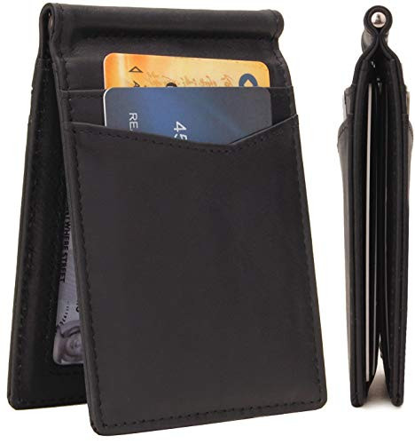 RFID Blocking Leather Mens Bifold Wallet With ID Window   Mens Wallet With Money Clip Inside   Ultra Thin  Super Slim  Minimalist Genuine Full Grain Leather Wallet with Gift Box PIEROS by Vass  and  Co