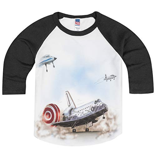 Shirts That Go Little Boys  Space Shuttle Landing Raglan T-Shirt 8 Black Sleeves