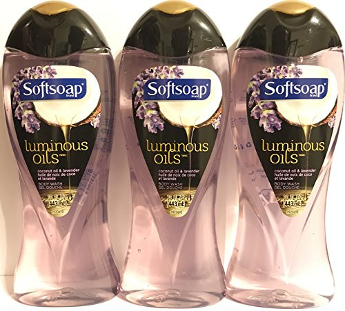 Softsoap Body Wash - Luminous Oils - Coconut Oil  and  Lavender - Net Wt. 15 FL OZ  443 mL  Per Bottle - Pack of 3 Bottles