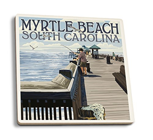 Lantern Press Myrtle Beach  South Carolina - Pier Scene  Set of 4 Ceramic Coasters - Cork-Backed  Absorbent
