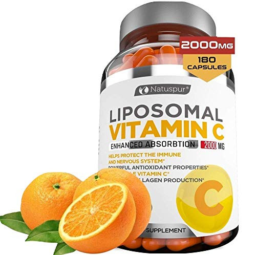 Premium Liposomal Vitamin C 2000mg - 180 Capsules Ultra Potent High Absorption Ascorbic Acid  Supports Immune System  and  Collagen Booster - Powerful Antioxidant High Dose Fat Soluble Vitamin C