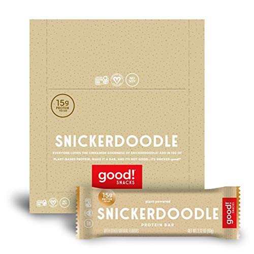 good! Snacks Vegan Snickerdoodle Bar   Gluten-Free  Plant Based  Low Sugar  Kosher  Soy Free  Non GMO   15g Protein  12 Bars