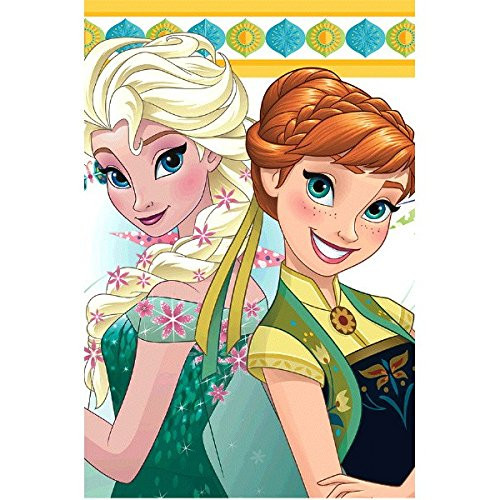 Disney Frozen Fever Plastic Table Cover Birthday Party Tableware Decoration (1 Piece), Multi Color, 54" x 96".