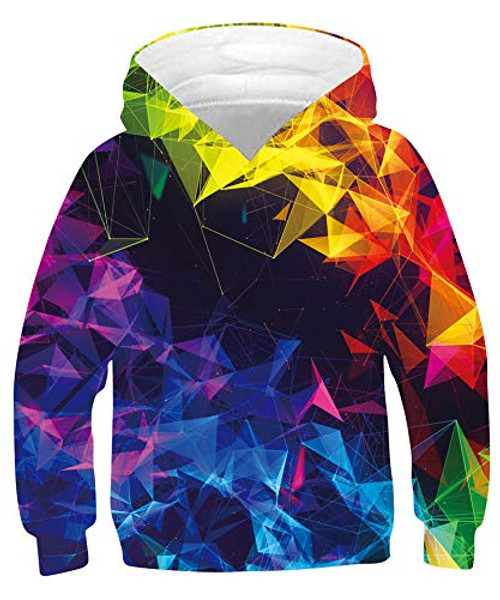 Hoodies for Boys Girls Teen Kids Long Sleeve Pullover Sweatshirt Cool Graphic Cute Comfy Hoodies Funny Hooded Sweatshirts Color Block Geometric Hoody with Pocket 6-7 Years