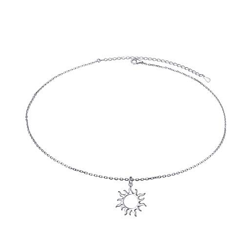S925 Sterling Silver Sun Sunlight Choker Short Dainty Necklace Pendant for Women Girl S925 Sterling Silver Sun Sunlight Choker Short Dainty Necklace Pendant for Women Girl