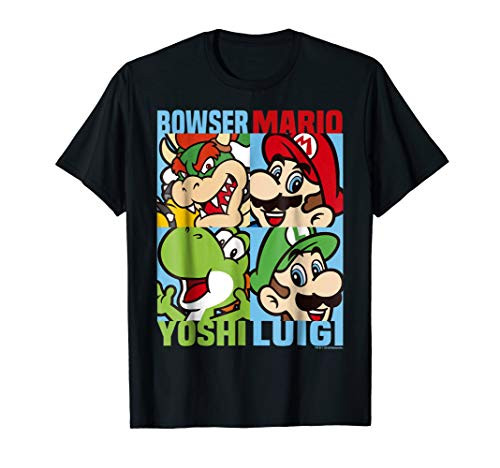 Super Mario Group Classic Shot Panels Graphic T-Shirt