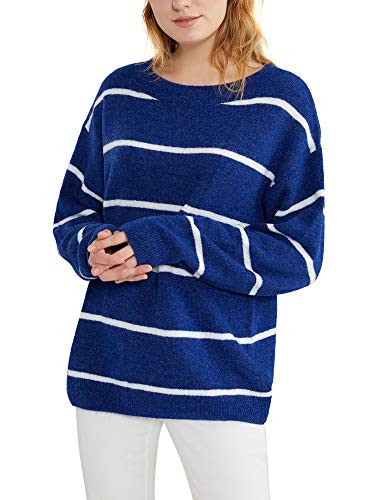 Woolen Bloom Women s Oversized Sweater Lightweight Striped Long Sleeve Color Block Knit Pullover Crewneck Jumpers Top
