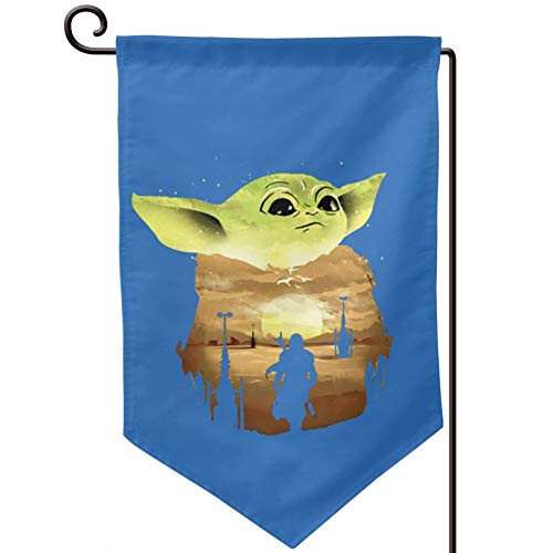 FLNSFNIU Baby Yoda Sunset Home Small Garden Flags Double Sided Vertical Outdoor Decor Fall Yard Rustic Flags 12.5 x 18 Inch