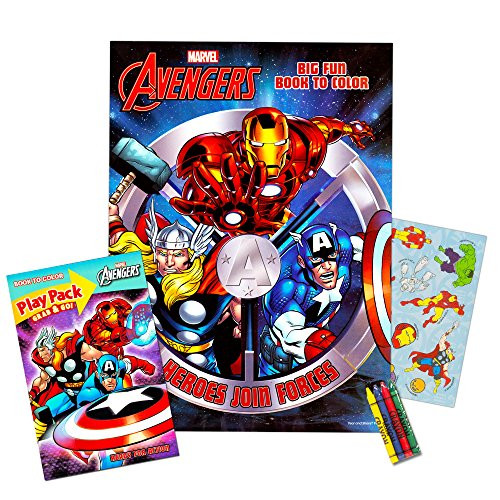 Marvel Avengers Coloring Book and Avengers Play Set with Stickers and Crayons!