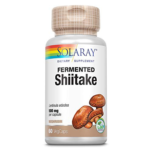 Solaray Fermented Shiitake Mushroom 500mg   Healthy Immune  Liver  and  Digestive Function Support   Non-GMO  and  Vegan   60 VegCaps