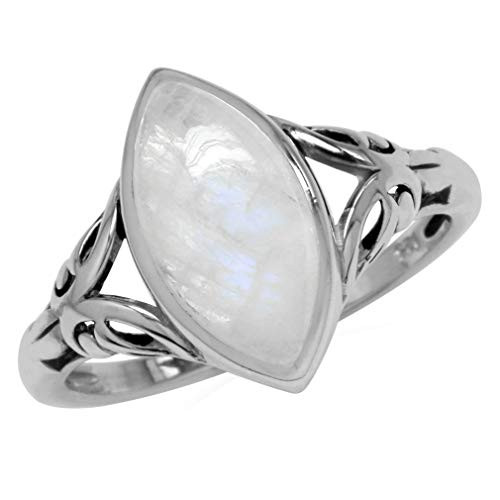 Silvershake 14X7mm Natural Marquise Shape Moonstone 925 Sterling Silver Filigree Solitaire Ring Size 5 Silvershake 14X7mm Natural Marquise Shape Moonstone 925 Sterling Silver Filigree Solitaire Ring Size 5