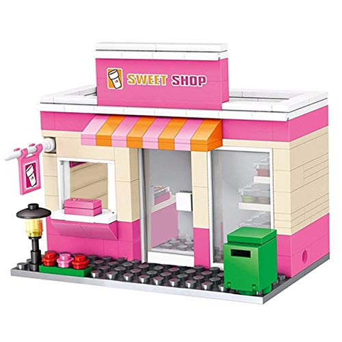 GHMOZ Model Building Blocks City Mini Street Retail Store Dickens Ville Shop Miniature Building Block Road Corner 3D Cafe Model Leduo Brand tiendas Toy  Color   64091 no Box