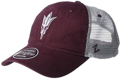 NCAA Zephyr Arizona State Sun Devils Mens Nimbus Washed Cotton Relaxed Hat  Adjustable  Primary Team Color Grey