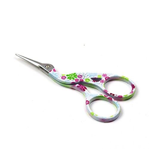 Stork Embroidery Scissors 3.5 inch Sewing Scissors Small Sharp for Crafts, Art Work, Threading, Needlework, Stainless Steel Crane Design Embroidery Scissors by D&D, White