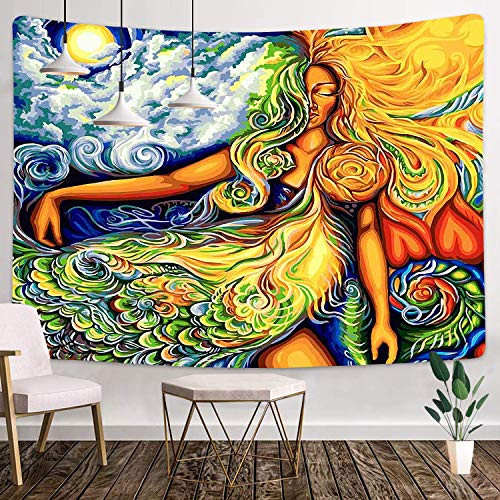 Bohemian Style Human Tapestry 80x60 Inches The Sun and Clouds Tapestry Hanging Modern Art Tapestry Decor Wall Tapestry for Living Room Dorm Background Tapestries GTHXMT47