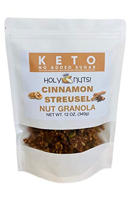 Holy Nuts Keto Food Low Carb Granola - Cereal Snack - Paleo Friendly - Ketogenic Breakfast Nut Foods - Low Sugar  Grain  and  Gluten Free Healthy Travel Dessert - Cinnamon