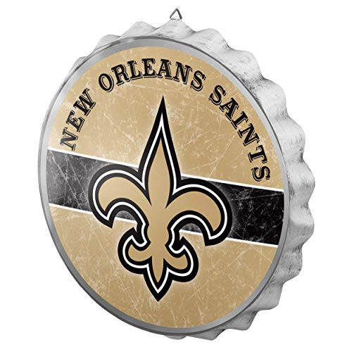 FOCO New Orleans Saints NFL Metal Distressed Bottlecap Sign FOCO New Orleans Saints NFL Metal Distressed Bottlecap Sign