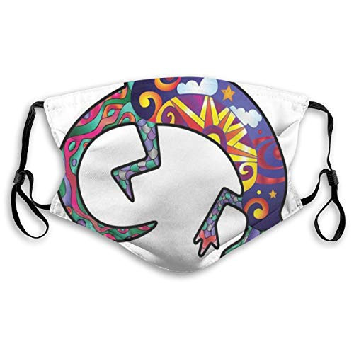 Windproof Activated Carbon msak Facial decorations? Ancient Native American Lizard With Bohemian Motifs Stars Clouds And Sun Illustration S