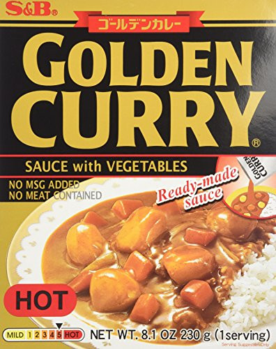 S and B Golden Curry Sauce with Vegtables  Hot  8.1-Ounce Boxes  Pack of 5