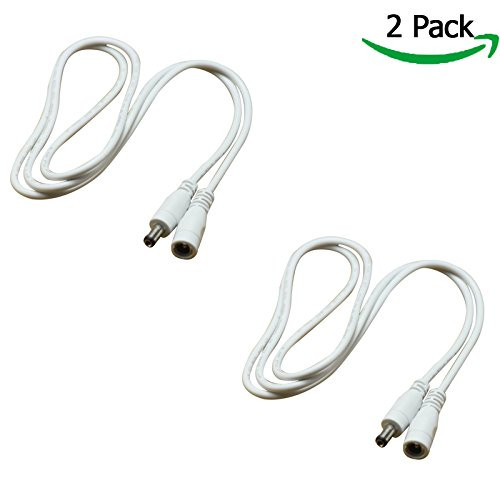 LEDneighbor Transparent Waterproof DC Extension Cable Female Male 5.5x2.1mm 1Meter(40in) Outdoor DC Power Cable For Strip Light And CCTV Camera 2Pack