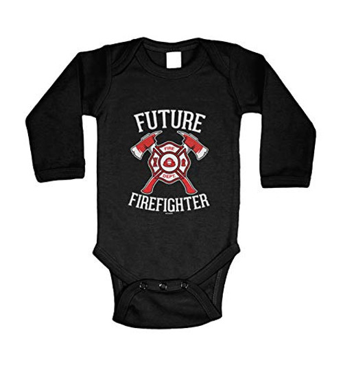 Haase Unlimited Future Firefighter - Firetruck Brave Long Sleeve Bodysuit Black Newborn Haase Unlimited Future Firefighter - Firetruck Brave Long Sleeve Bodysuit Black Newborn