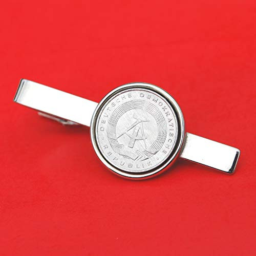 1968 East Germany 5 Pfennig Uncirculated Coin Silver Plated Tie Clip Bar Pin NEW - State Emblem