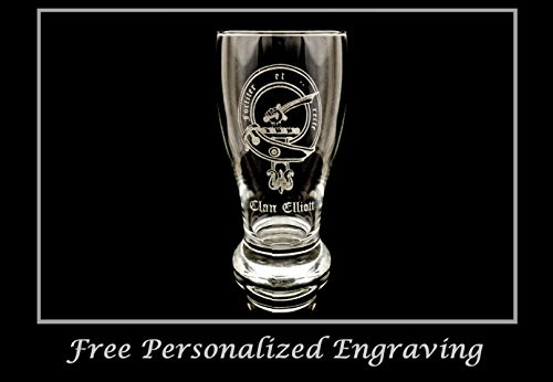 Clan Elliott Scottish Crest Pint Glass- Free Personalized Engraving  Family Crest  Pub Glass  Beer Glass  Custom Beer Glass