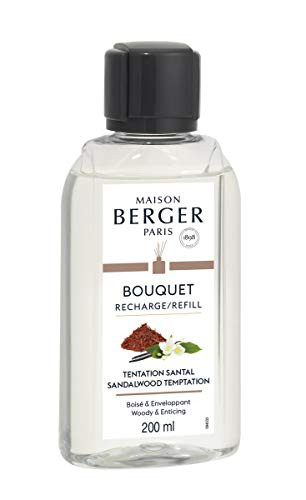 MAISON BERGER Fragrance Refill Reed Sticks and Ceramic Diffuser - 6.76 Fluid Ounces - 200ml - Made in France  Sandalwood Temptation