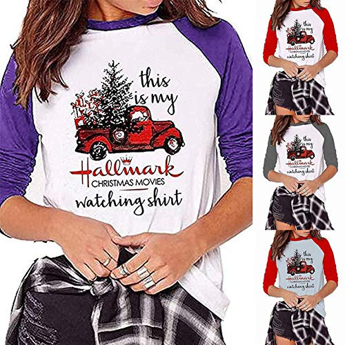 Samojoy Hallmark Christmas Movie Shirt This is My Hallmark Christmas Movie Watching Shirt Plus Size Sweatshirt XXL Top Purple